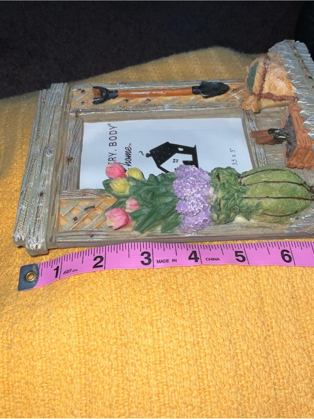 Rustic Garden Photo Frame with Pink, Yellow & Purple Flowers 3.5” x 5” picture - Picture 6 of 7